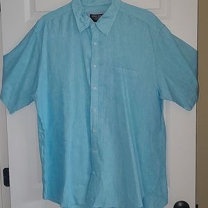 Joseph Turner (Yorkshire, UK) Short-Sleeve 100% Pure Linen Shirt XXL